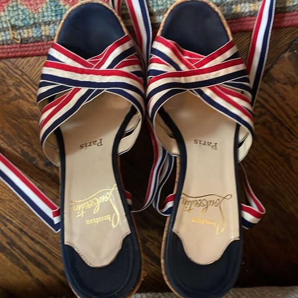 Christian Louboutin size 36.5 Printed Grosgrain Trim Espadrilles - Picture 1 of 9